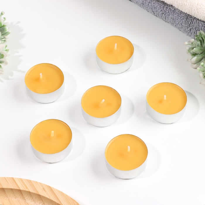 Набор чайных свечей ароматических  Набор чайных свечей ароматических "Мандарин", 3,8х1,6 см, 3,5 ч, 12 г, 6 штук