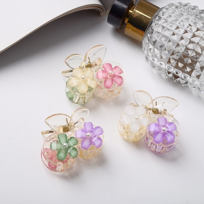 Краб для волос Краб для волос "Анэт" цветы, 4 см, микс