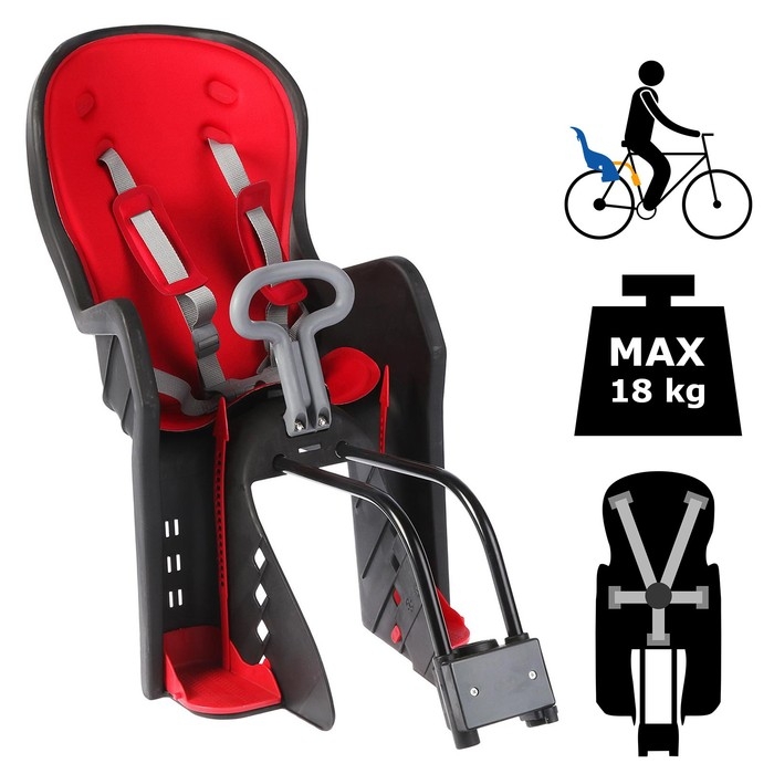 Велокресло заднее BQ-9-1 с ручкой, крепление на раму, цвет чёрный Велокресло заднее BQ-9-1 с ручкой, крепление на раму, цвет чёрный