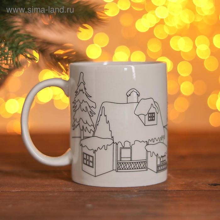 Набор кружка под раскраску «Снеговичок» 250 мл, краска 6 цв по 2 мл, кисть Набор кружка под раскраску «Снеговичок» 250 мл, краска 6 цв по 2 мл, кисть