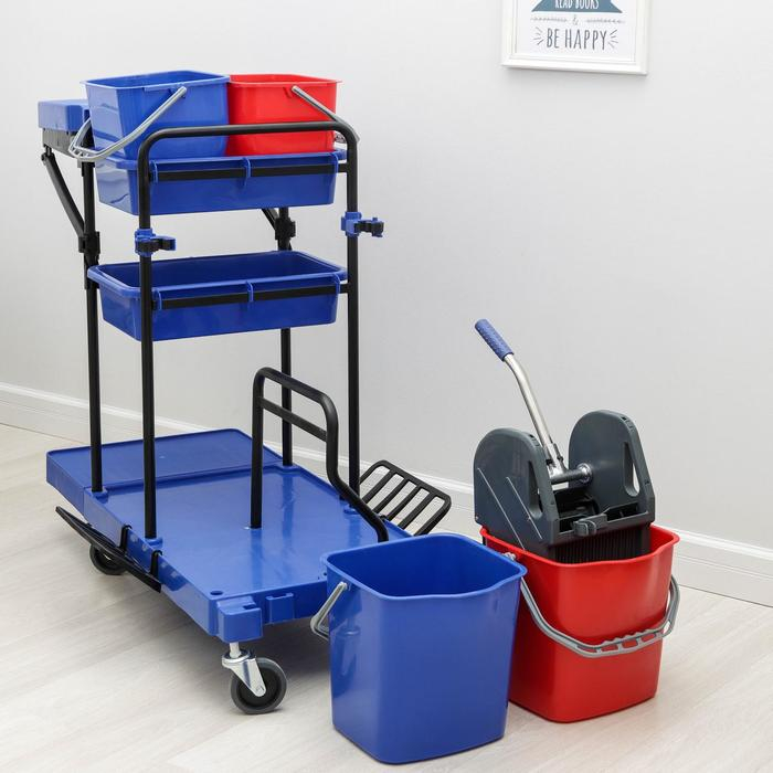 Многофункциональная тележка с вёдрами, отжимом и лотками