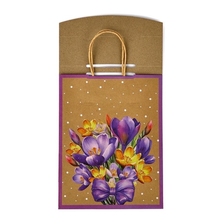Пакет с клапаном «Подарок», цветы, крафт, глиттер, 19,5 × 10 × 25.2 см Пакет с клапаном «Подарок», цветы, крафт, глиттер, 19,5 × 10 × 25.2 см