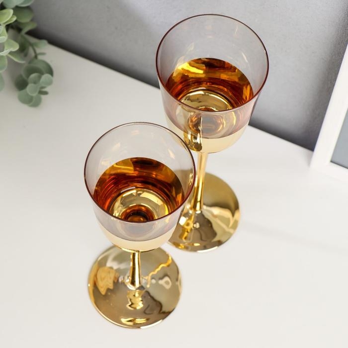 Подсвечник стекло набор 2 шт  Подсвечник стекло набор 2 шт "Романтика свечей" золото высота  23 см, 20 см