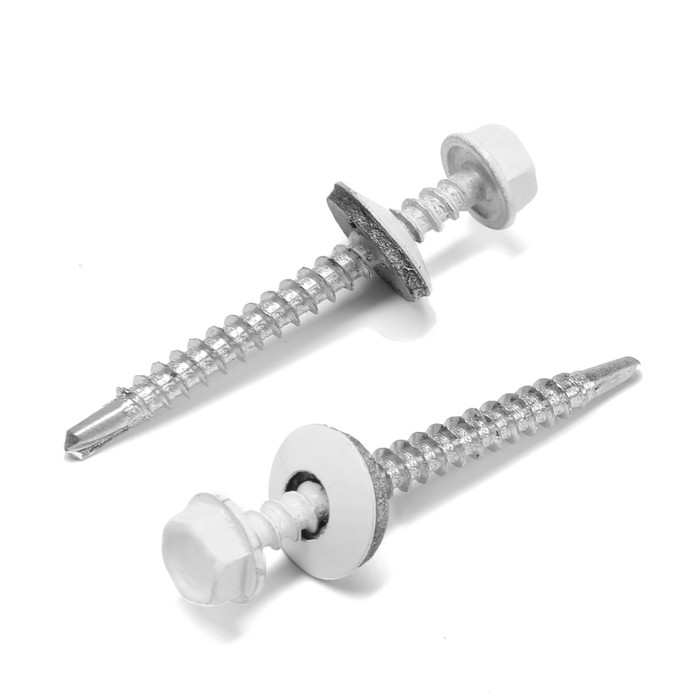 Саморезы кровельные 4,8х50 мм, RAL9003 цвет белый, 150 шт. Саморезы кровельные 4,8х50 мм, RAL9003 цвет белый, 150 шт.