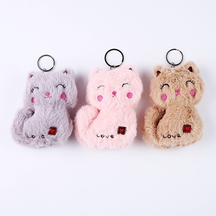 Мягкая игрушка &laquo;Кошечка Love&raquo;, на брелоке, 12 см, цвета МИКС