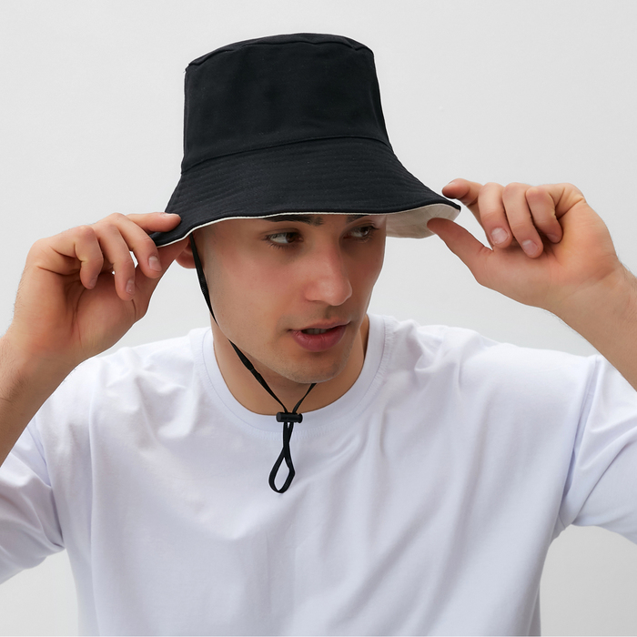 Панама двусторонняя MINAKU, цвет чёрный/бежевый, размер 56 Панама двусторонняя MINAKU, цвет чёрный/бежевый, размер 56