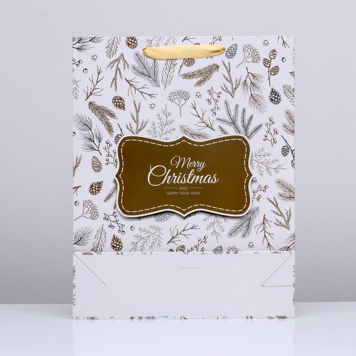 Новый год. Пакет ламинированный вертикальный Новый год. Пакет ламинированный вертикальный "Ветки",33 х 42 х 10 см.