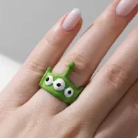 Кольцо &laquo;Монстрик&raquo;, с антенной, зелёное, безразмерное