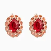 Серьги со стразами &laquo;Эдель. Ажурный овал&raquo;, красный в золоте