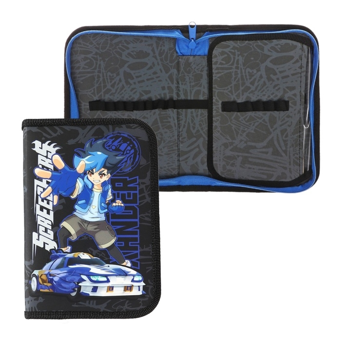 Пенал 1 секция, 130х200, откидная планка, ламинированный картон, для мальчика, синий/чёрный, Seventeen Пенал 1 секция, 130х200, откидная планка, ламинированный картон, для мальчика, синий/чёрный, Seventeen