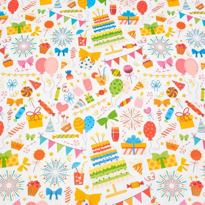 Бумага упаковочная глянцевая "Веселуха", 100 х 70 см