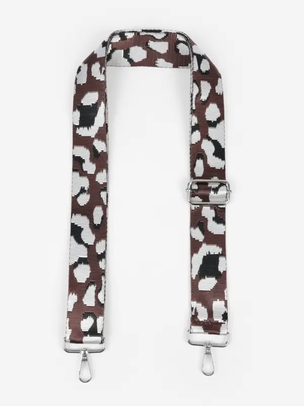 Ручка для сумки &laquo;Леопард&raquo;, стропа, с карабинами, 139&plusmn;3&times;3.8 см, молочная, коричневая