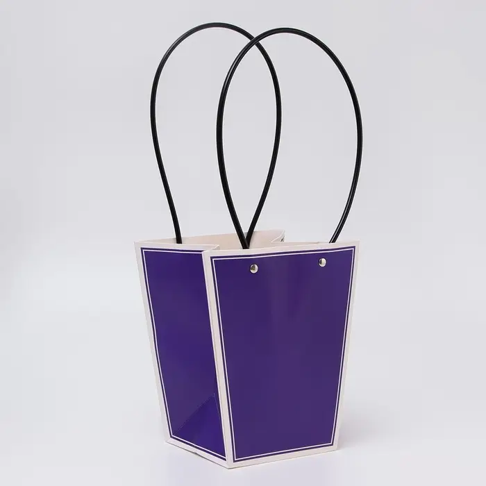 Сумка для цветов фиолетовая влагостойкая, 17&times;17 - 11.5&times;11.5 - 20 см 8