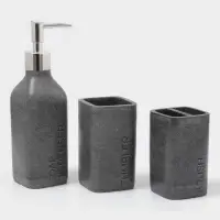 Набор аксессуаров для ванной комнаты &laquo;Гранит&raquo;, 4 предмета, дозатор 350 мл, мыльница, 2 стакана, серый