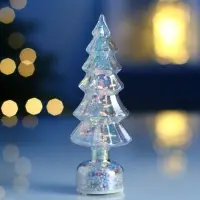 Фигура светодиодная "Елочка блестящая", 4 LED, 14,5х5,5 см, от бат. 3xAG13, Т/БЕЛЫЙ