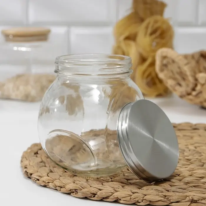 Банка для сыпучих продуктов «Металлик», 700 мл, 8×11.5×12 см, стекло Банка для сыпучих продуктов «Металлик», 700 мл, 8×11.5×12 см, стекло