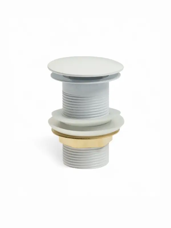 Донный клапан ZEIN engr, большая кнопка, без перелива, нержавеющая сталь, белый