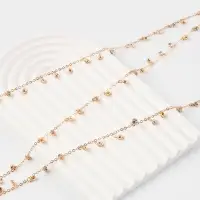 Цепочка со стразами 4 мм. L=100 см, мелкое плетение 2*1,8 мм, цвет золото