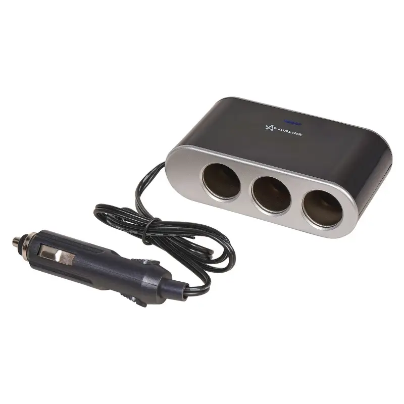Прикуриватель-разветвитель 3 гнезда 5А + USB 1A, с выключателями нагрузки