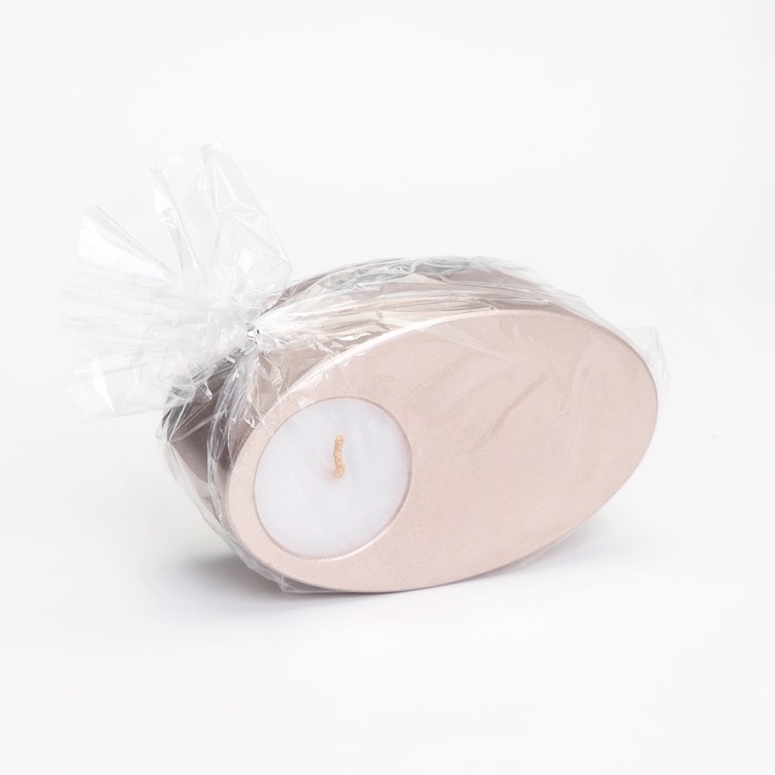 Свеча  Свеча "Узкий овал. Мрамор" в подсвечнике из гипса,11,5х7х4см,шампань