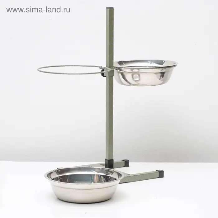 Подставка с мисками, 2&times;2.5 л, высота 60 см, разборная, зелёная