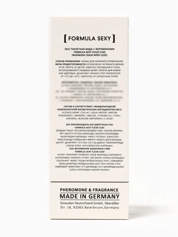 Туалетная вода женская с феромонами Formula Sexy collection Fleur U102, 30 мл