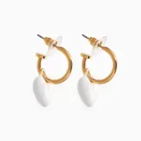 Серьги со съмными элементами "Сердца" пухлые, цвет белый в золоте