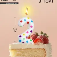 Свеча в торт на день рождения «Цифра 2», 5.5 см