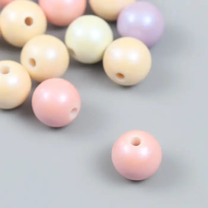 Бусины пластик "Шарики цветные, перламутровый блеск" набор 20 гр МИКС d=1,4 см