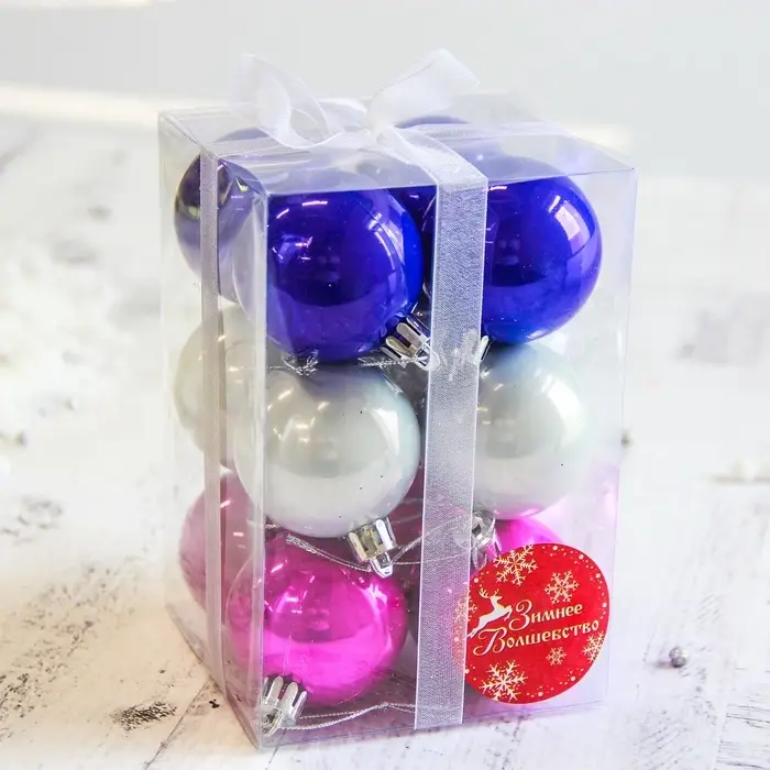 Ёлочные игрушки &laquo;Жемчужный глянец&raquo;, шары новогодние, d=5 см, набор 12 шт., МИКС