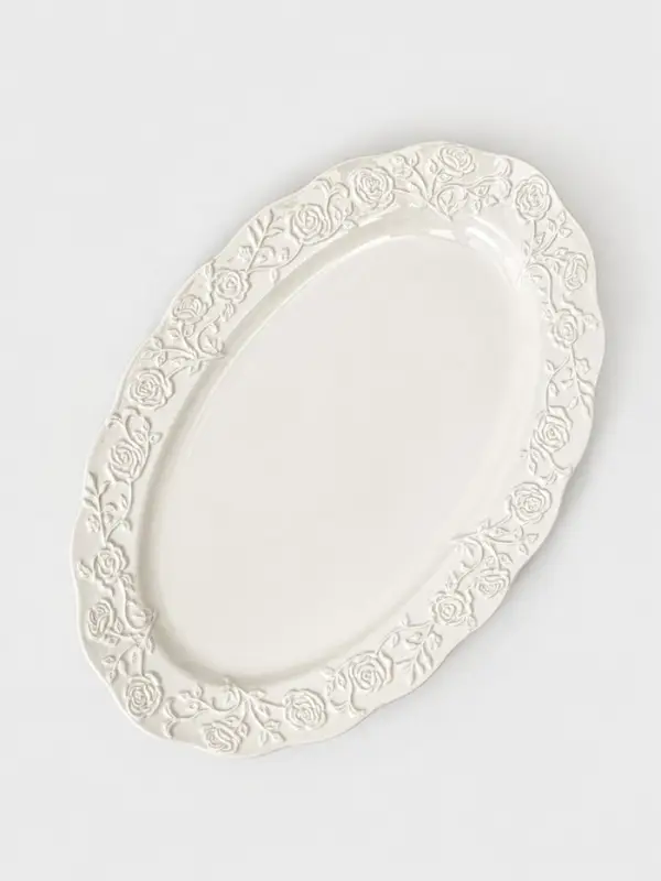 Блюдо сервировочное Garden rose, 35&times;23&times;2.5 см, керамика, белое
