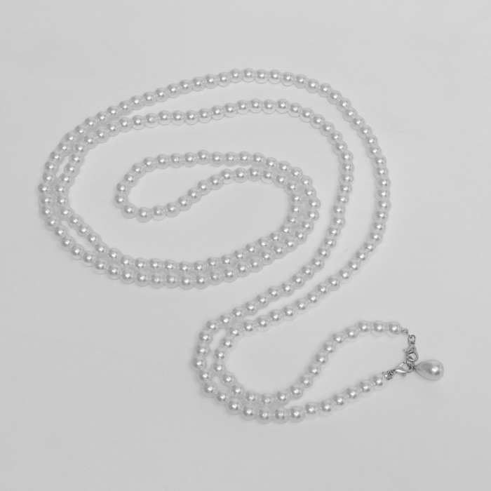 Портупея «Сумочка» жемчужная капля, цвет белый в серебре, 162 см Портупея «Сумочка» жемчужная капля, цвет белый в серебре, 162 см