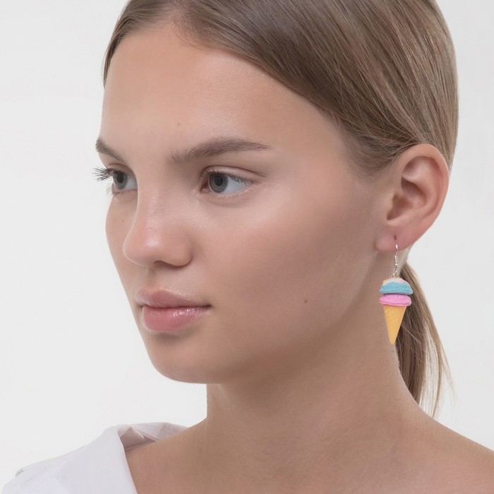 Серьги ассорти «Сладости» мороженое в рожке, цвет розово-голубой Серьги ассорти «Сладости» мороженое в рожке, цвет розово-голубой