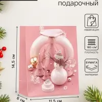Пакет подарочный новогодний ламинированный &laquo;Снеговик с игрушками&raquo;, 11.5&times;14.5&times;6 см
