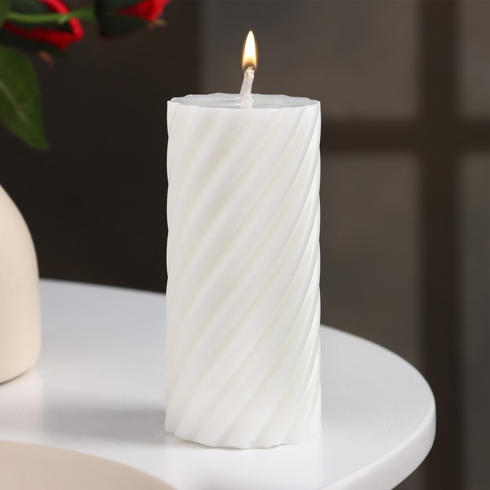 Свеча-цилиндр Свеча-цилиндр "Спираль", 5х10 см, белая, 6 ч