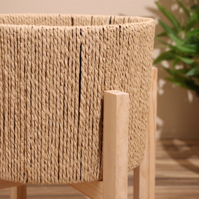 Набор плетёных кашпо, 3 шт, 29х29х22 см, цв. тёмно-бежевый Набор плетёных кашпо, 3 шт, 29х29х22 см, цв. тёмно-бежевый
