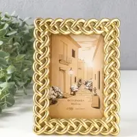 Фоторамка полистоун 10х15 см "Коса" золото 14,8х2х20 см