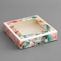 Коробка подарочная сборная с окном, упаковка, «С любовью», 13×13×3 см