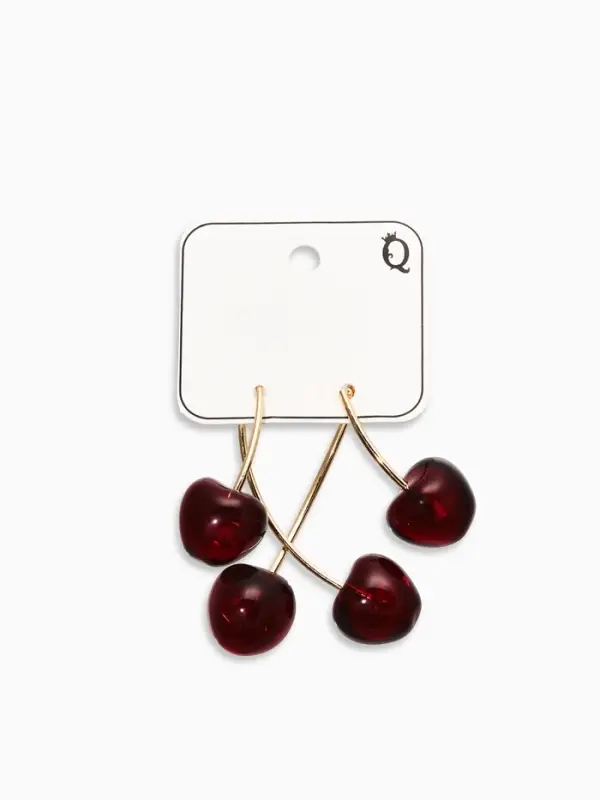 Серьги двойные &laquo;Черешня&raquo;, бордовые в золоте