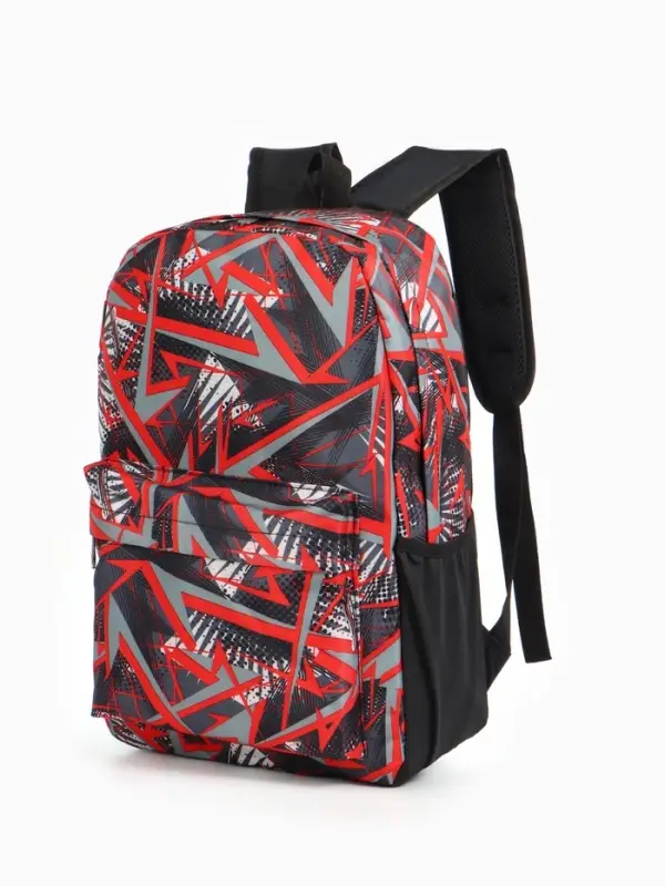 Рюкзак школьный на молнии, с карманами, с принтом, 30&times;13&times;42 см, чёрный