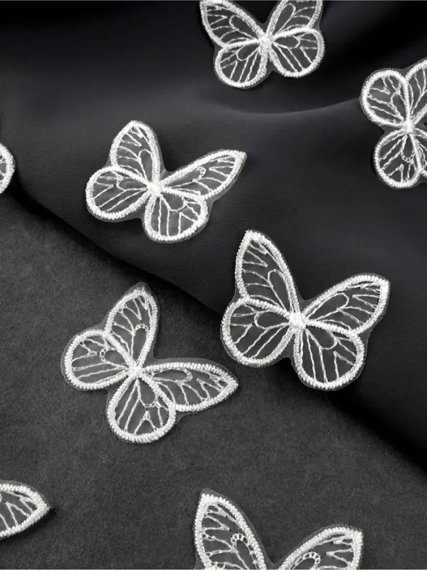 Аппликация для одежды &laquo;Бабочка&raquo;, текстильная, 3.5&times;4 см, 10 шт., белая
