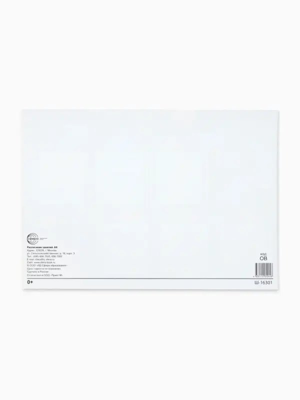 Плакат школьный «Расписание уроков», А4