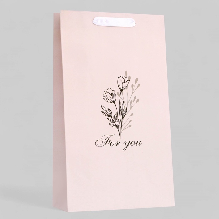 Пакет подарочный ламинированный под две бутылки Пакет подарочный ламинированный под две бутылки"For you", 35 х 20 х 9 см