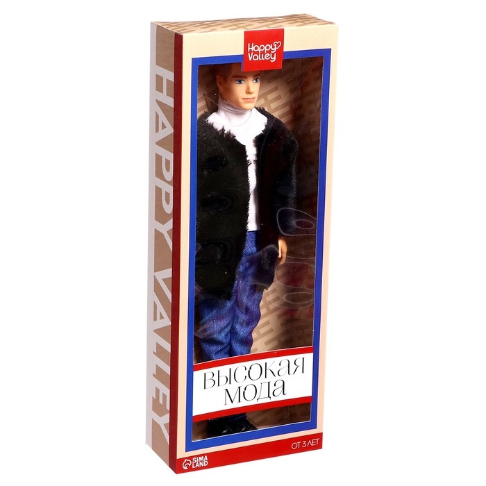 Кукла-модель «Высокая мода», чёрный полушубок Кукла-модель «Высокая мода», чёрный полушубок