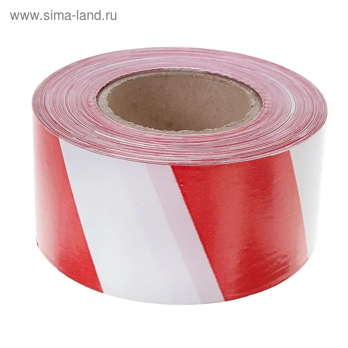 Лента сигнальная &laquo;Оградительная&raquo;, 250 м, ширина 7.5 см, толщина 50 мкм, красная, белая