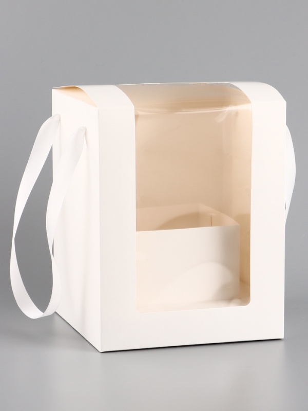 Коробка для цветов, 16 х 16 х 20 см, белая