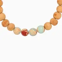 Браслет из сандалового дерева с агатом, длина 18 см, цв. голубой