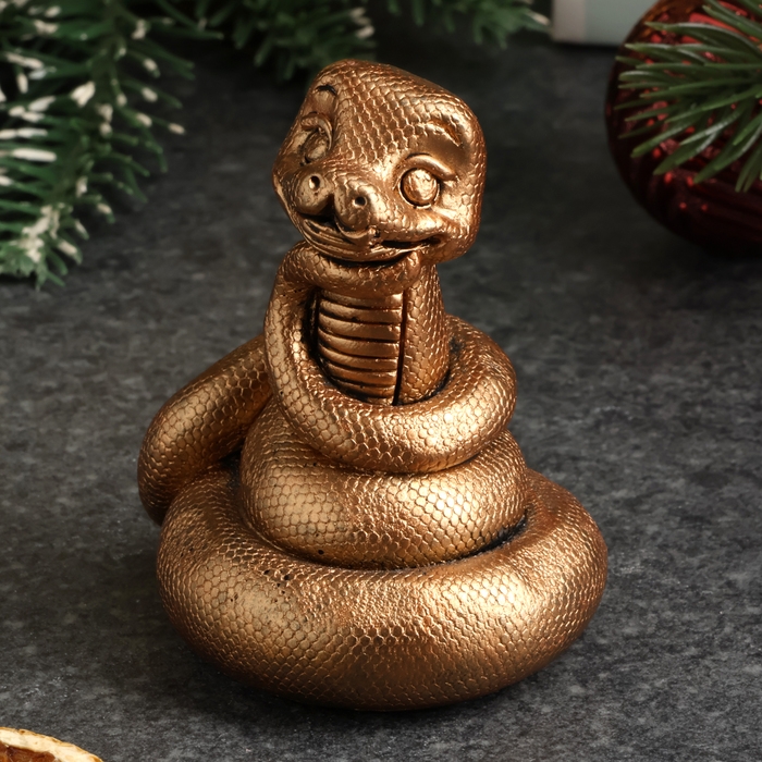 Новый год. Символ 2025. Фигура Новый год. Символ 2025. Фигура "Змейка мечтает" бронза, 6х6см