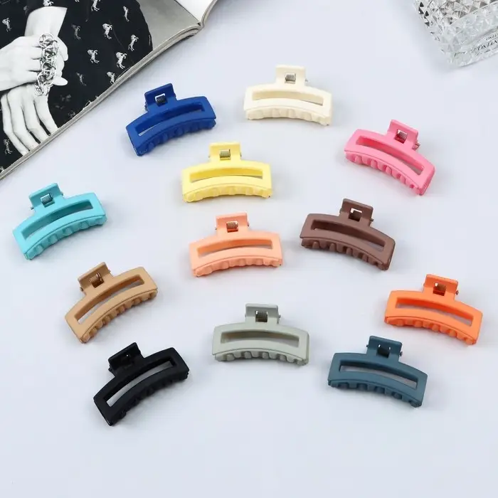 Крабик для волос «Леона», прямой классика матовый, 5 см, МИКС