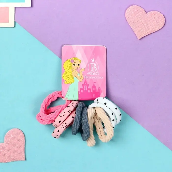 Резинка для волос  Резинка для волос "Синди" (набор 10 шт) сердца текстура, 4 см